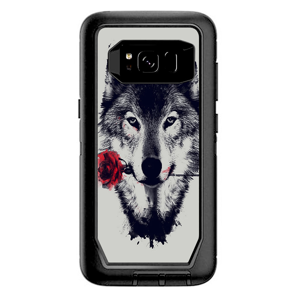  Wolf With Rose In Mouth Otterbox Defender Samsung Galaxy S8 Skin