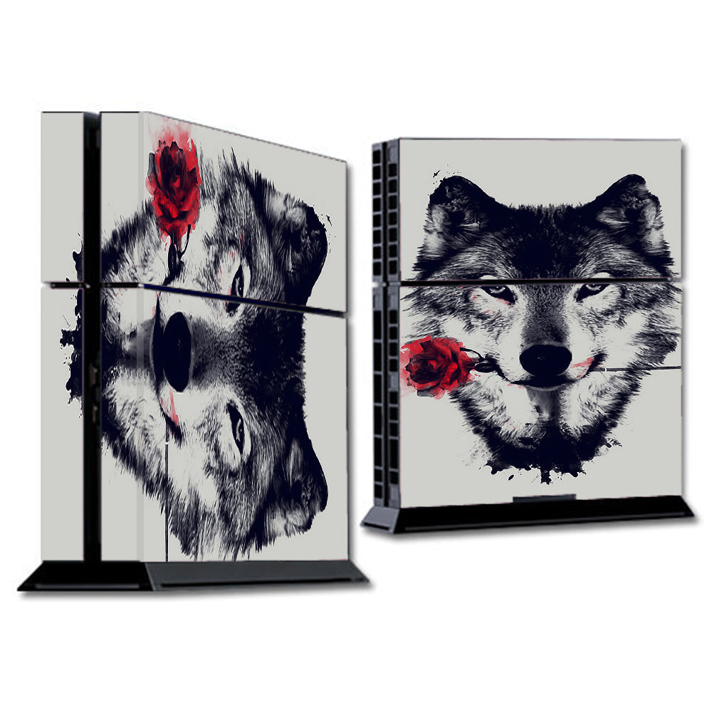  Wolf With Rose In Mouth Sony Playstation PS4 Skin