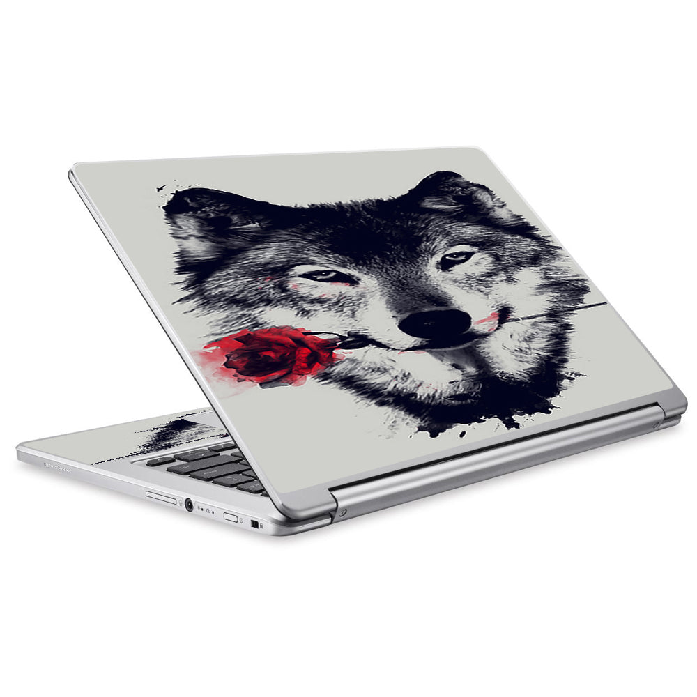  Wolf With Rose In Mouth Acer Chromebook R13 Skin