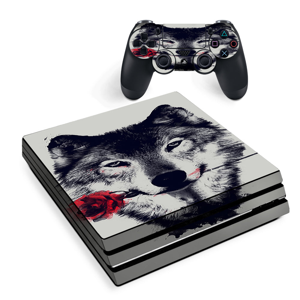 Wolf With Rose In Mouth Sony PS4 Pro Skin