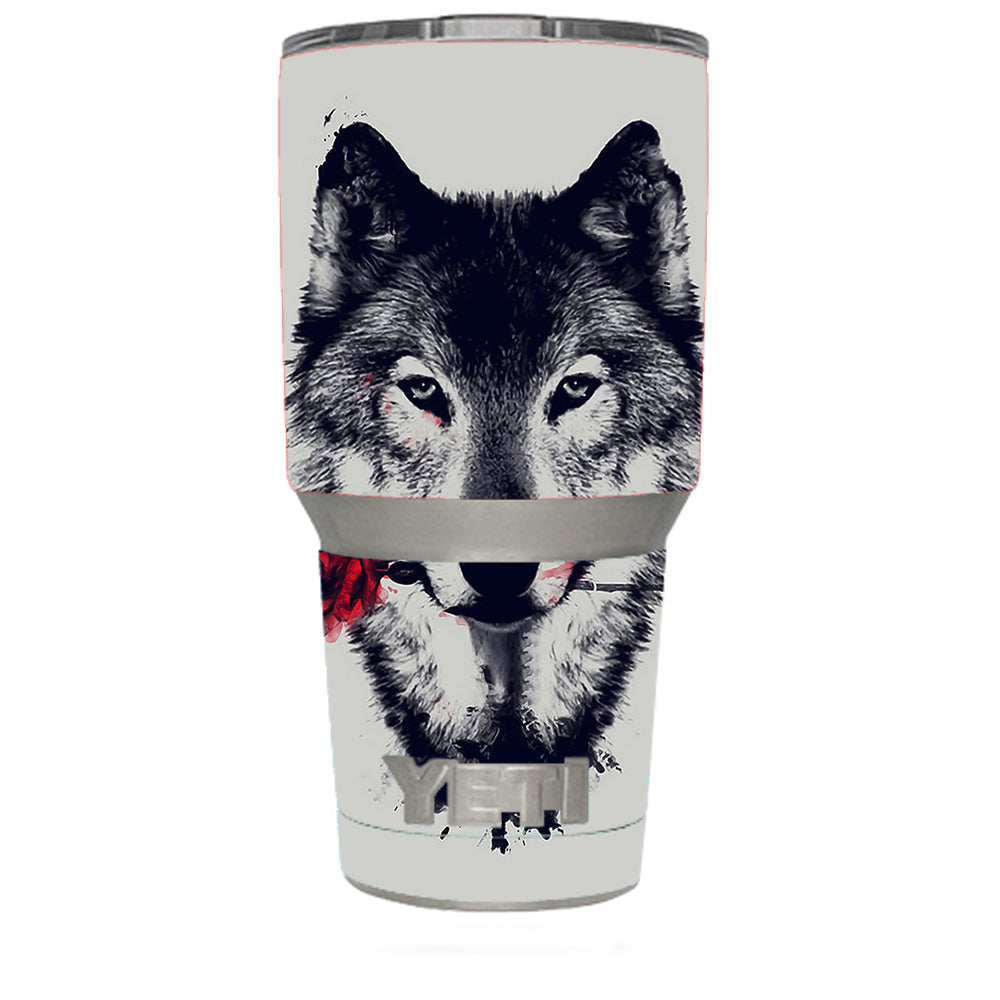  Wolf With Rose In Mouth Yeti 30oz Rambler Tumbler Skin