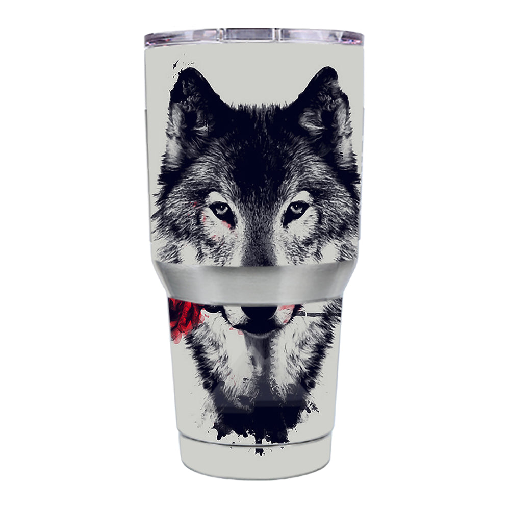  Wolf With Rose In Mouth Ozark Trail 30oz Tumbler Skin