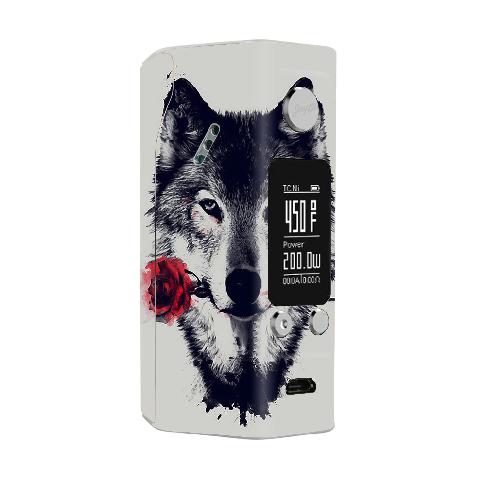  Wolf With Rose In Mouth Wismec Reuleaux RX200S Skin