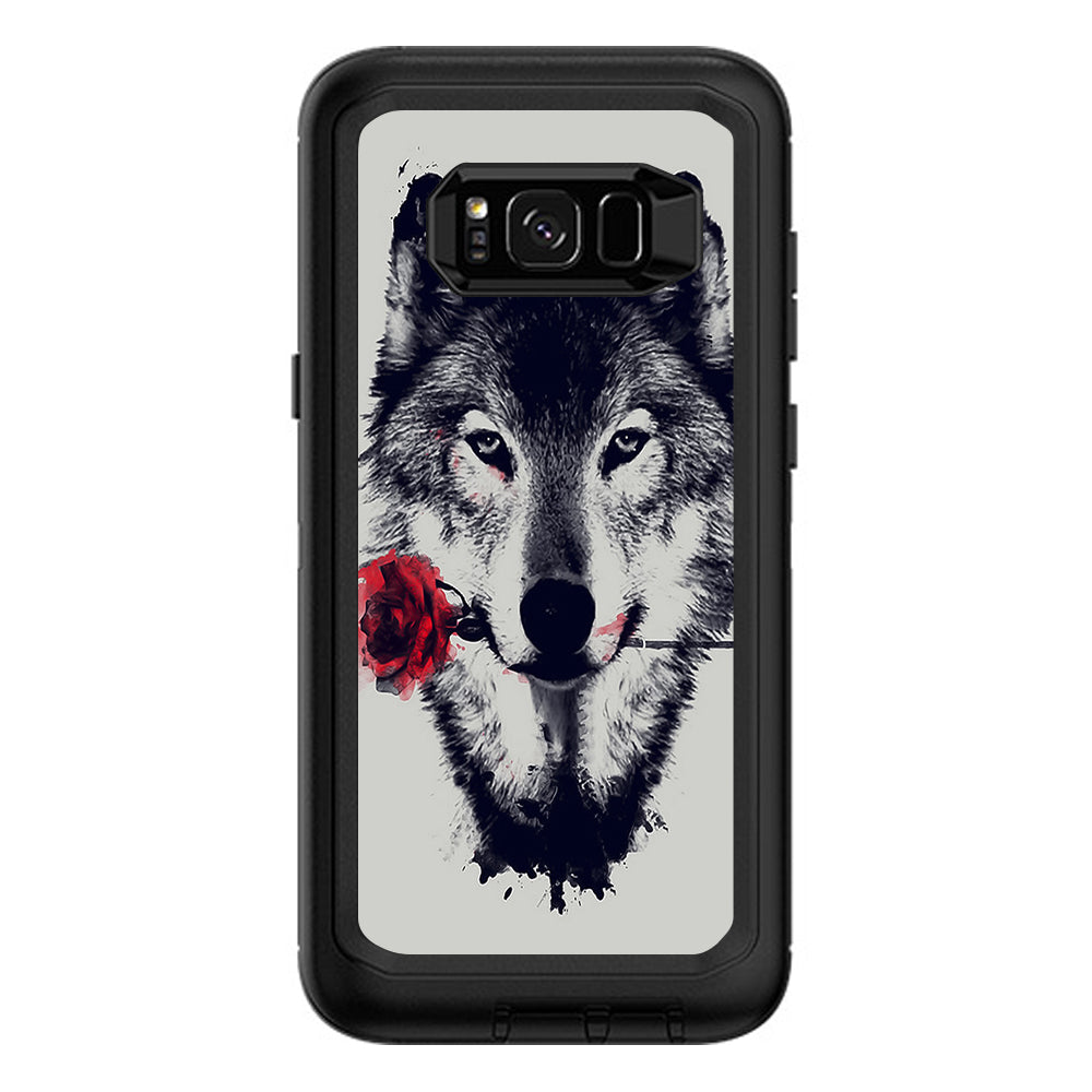  Wolf With Rose In Mouth Otterbox Defender Samsung Galaxy S8 Plus Skin