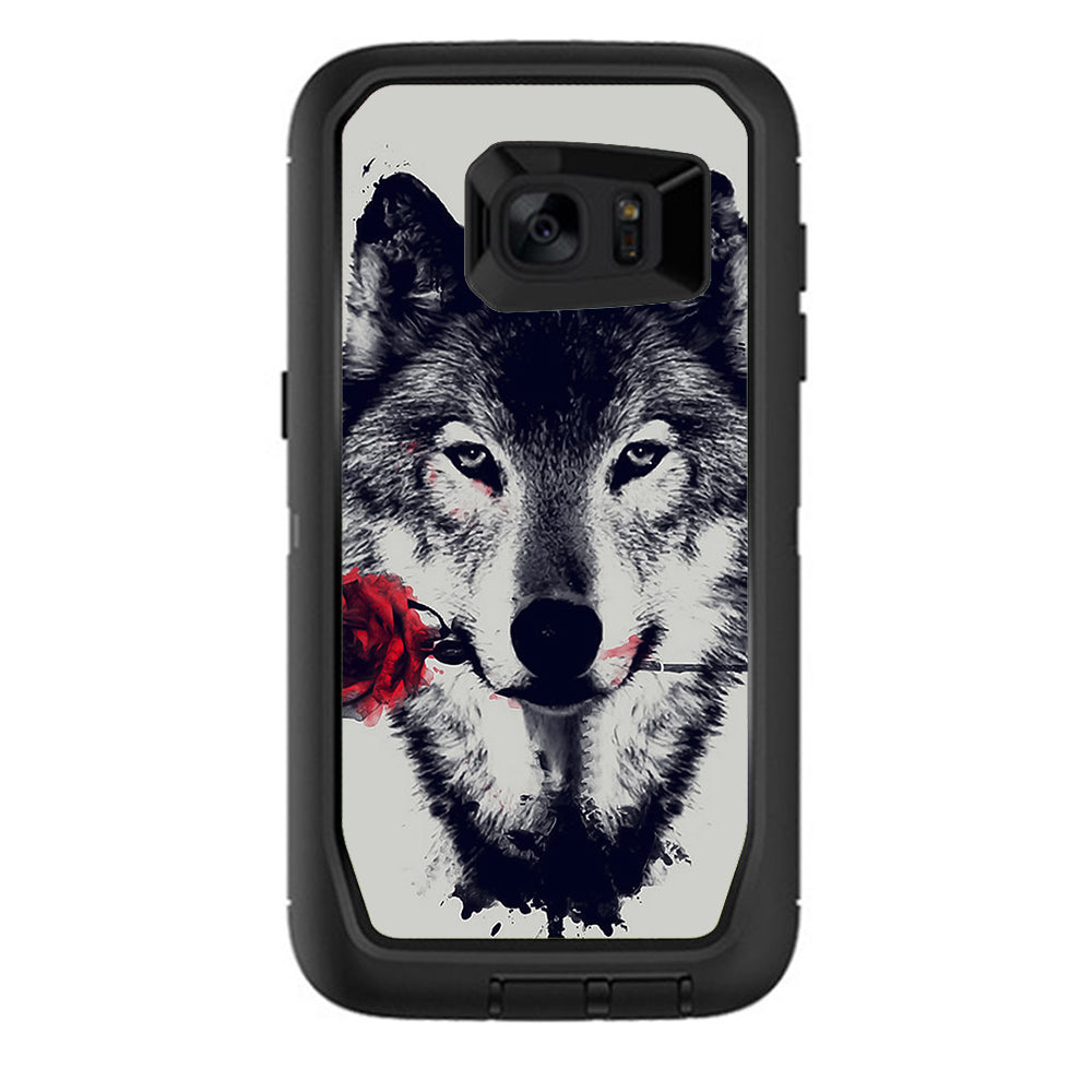  Wolf With Rose In Mouth Otterbox Defender Samsung Galaxy S7 Edge Skin