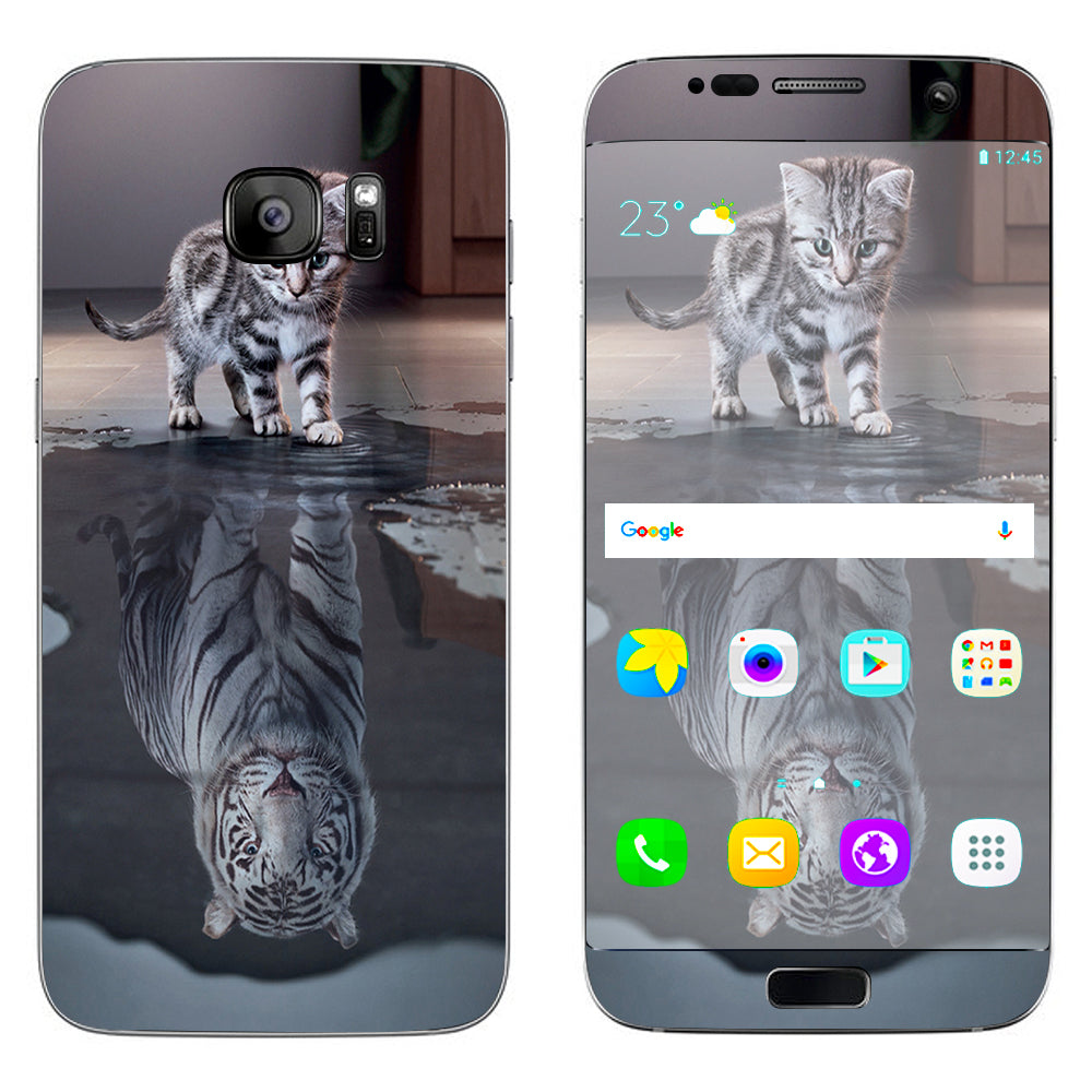  Kitten Reflection Of Lion Samsung Galaxy S7 Edge Skin