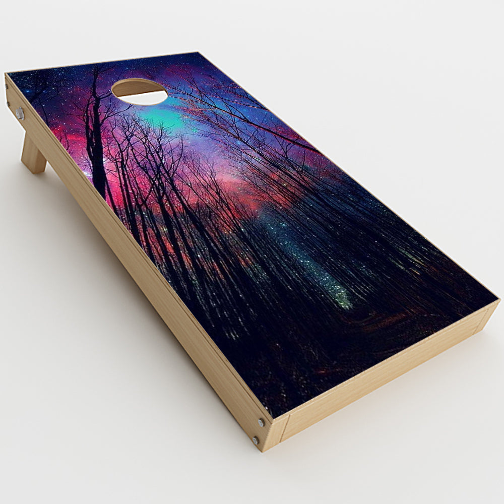  Galaxy Sky Through Trees Forest Cornhole Game Boards  Skin