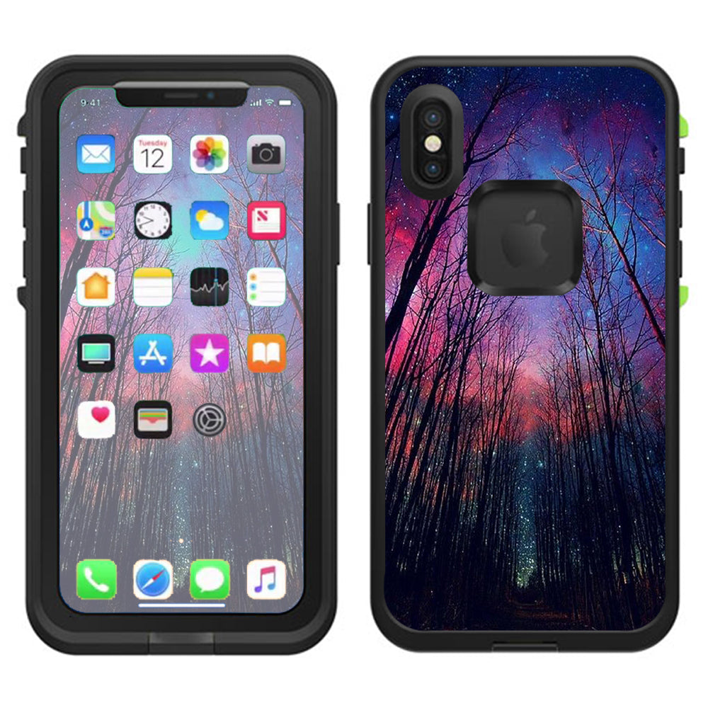  Galaxy Sky Through Trees Forest Lifeproof Fre Case iPhone X Skin