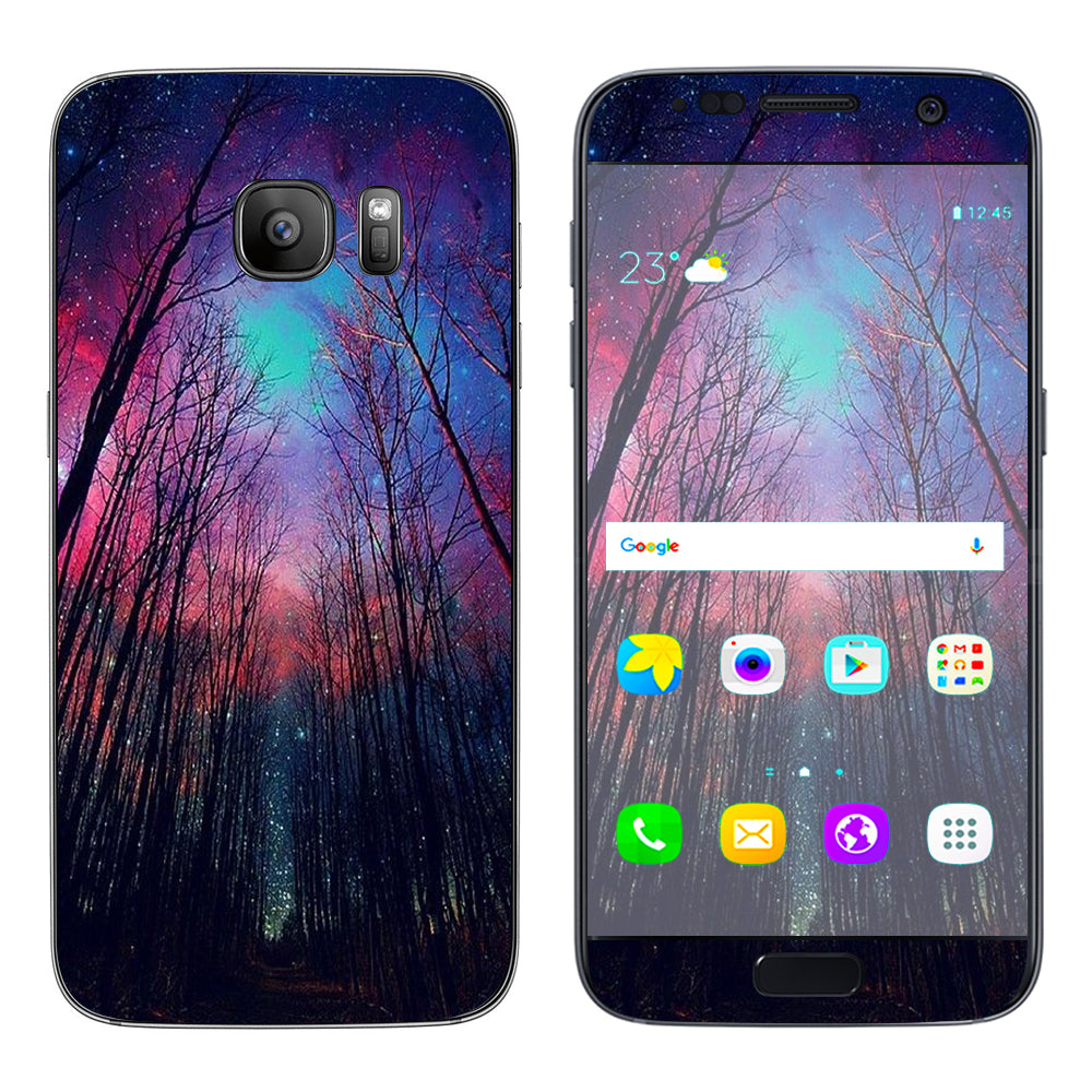  Galaxy Sky Through Trees Forest Samsung Galaxy S7 Skin