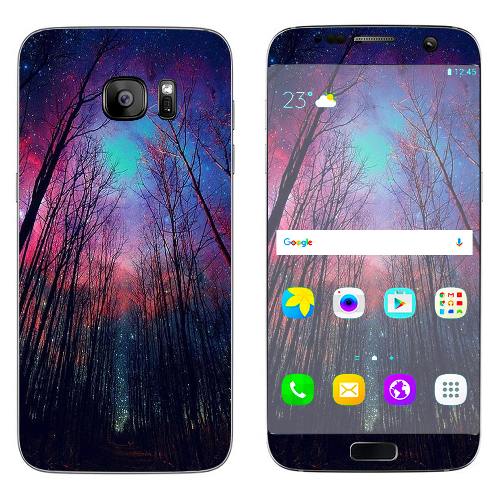  Galaxy Sky Through Trees Forest Samsung Galaxy S7 Edge Skin