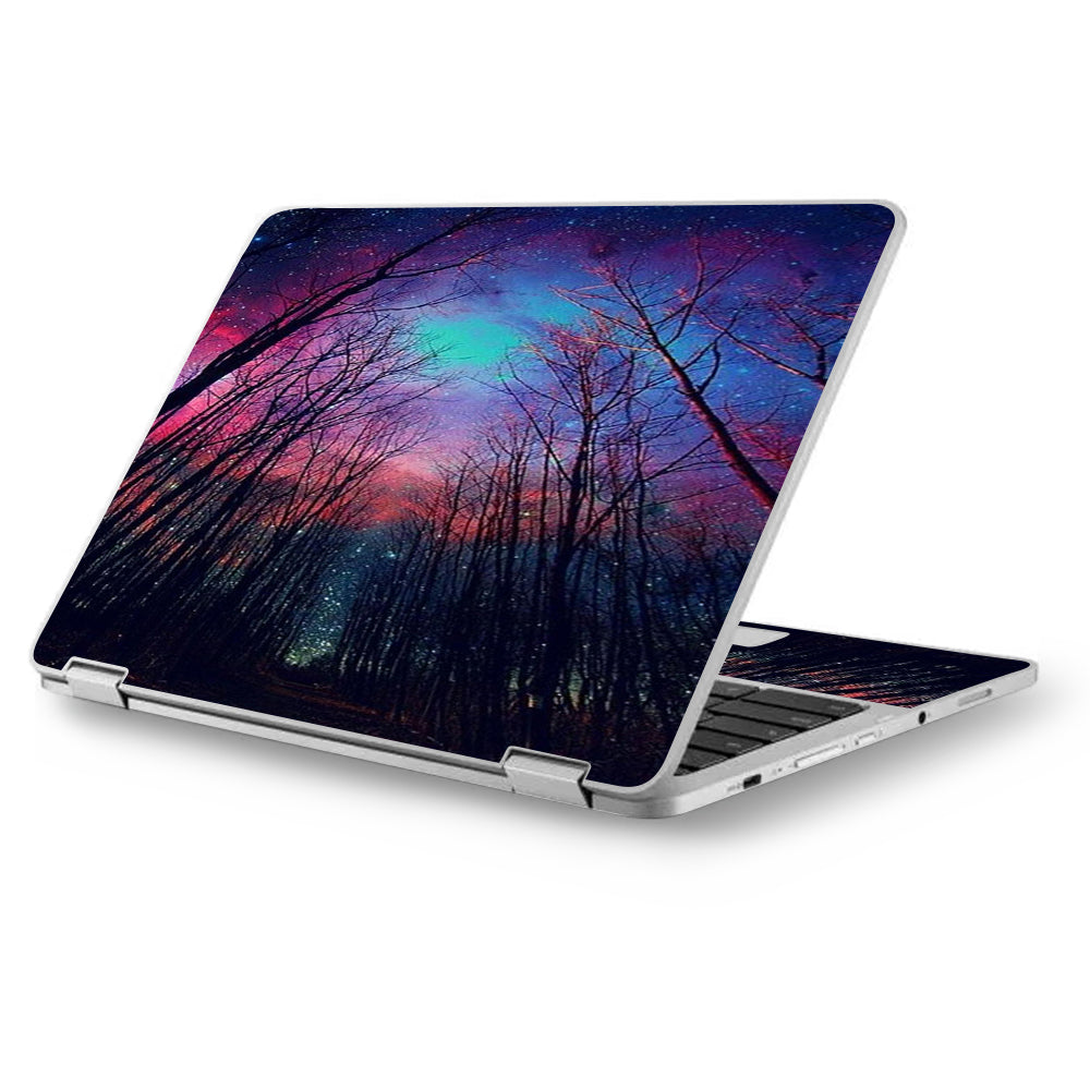  Galaxy Sky Through Trees Forest Asus Chromebook Flip 12.5" Skin