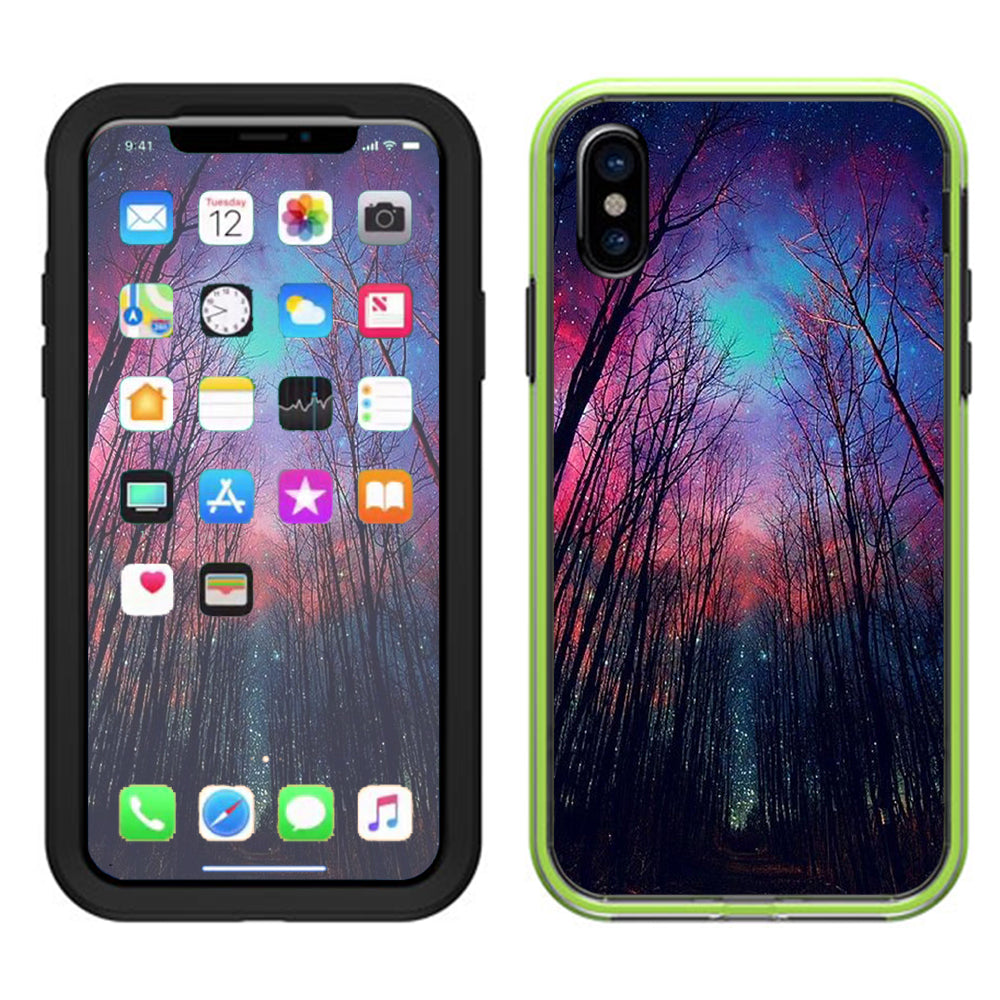  Galaxy Sky Through Trees Forest Lifeproof Slam Case iPhone X Skin