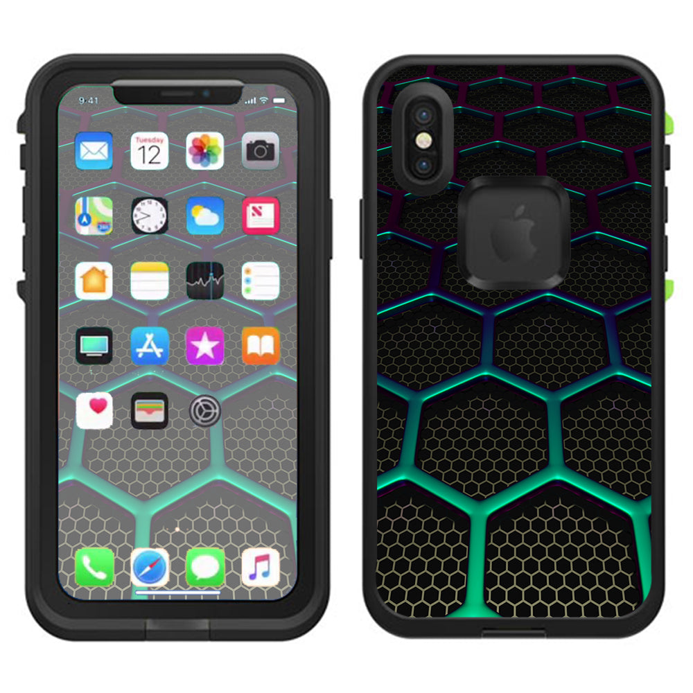  Metal Grid Futuristic Panel Lifeproof Fre Case iPhone X Skin