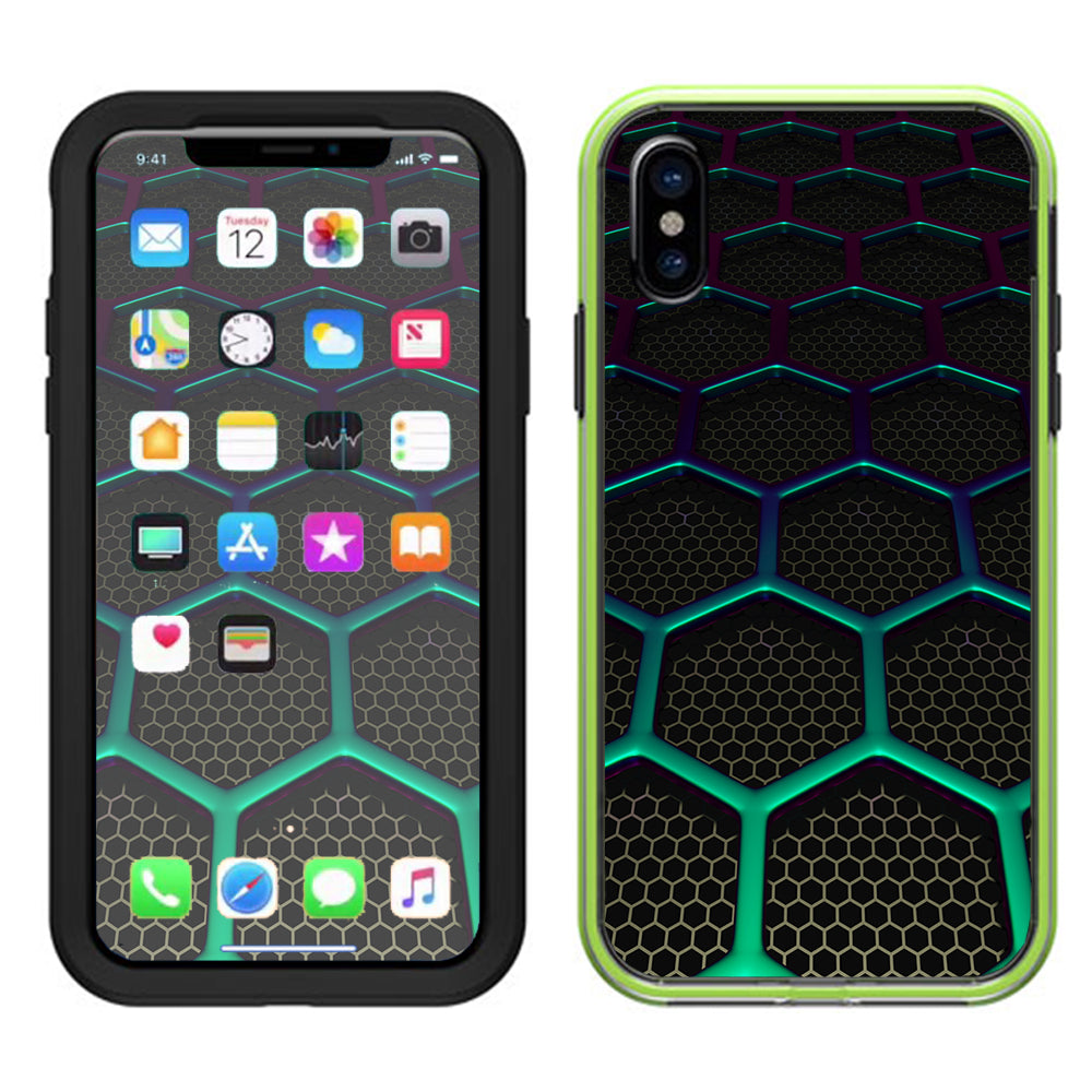  Metal Grid Futuristic Panel Lifeproof Slam Case iPhone X Skin