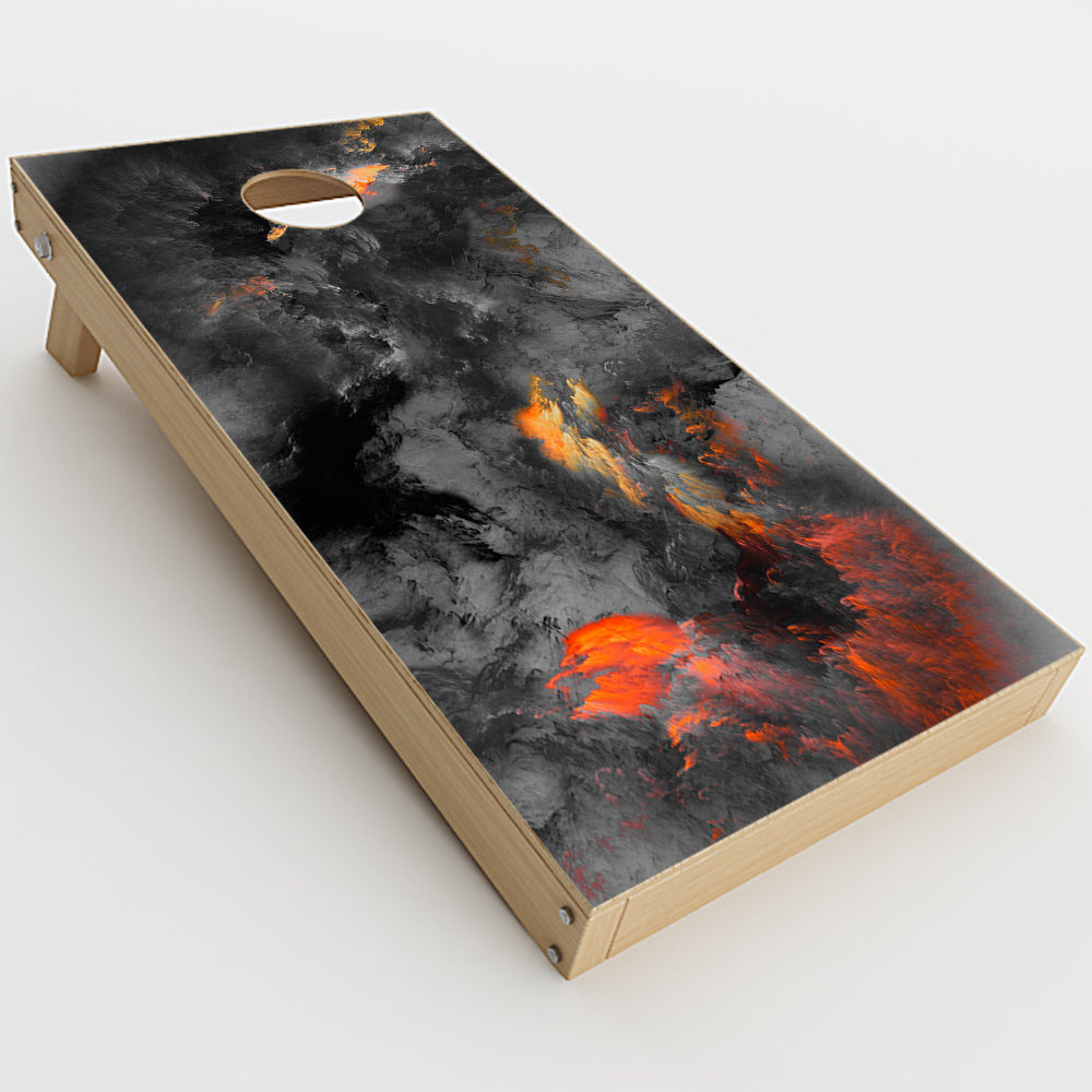  Grey Clouds On Fire Paint Cornhole Game Boards  Skin