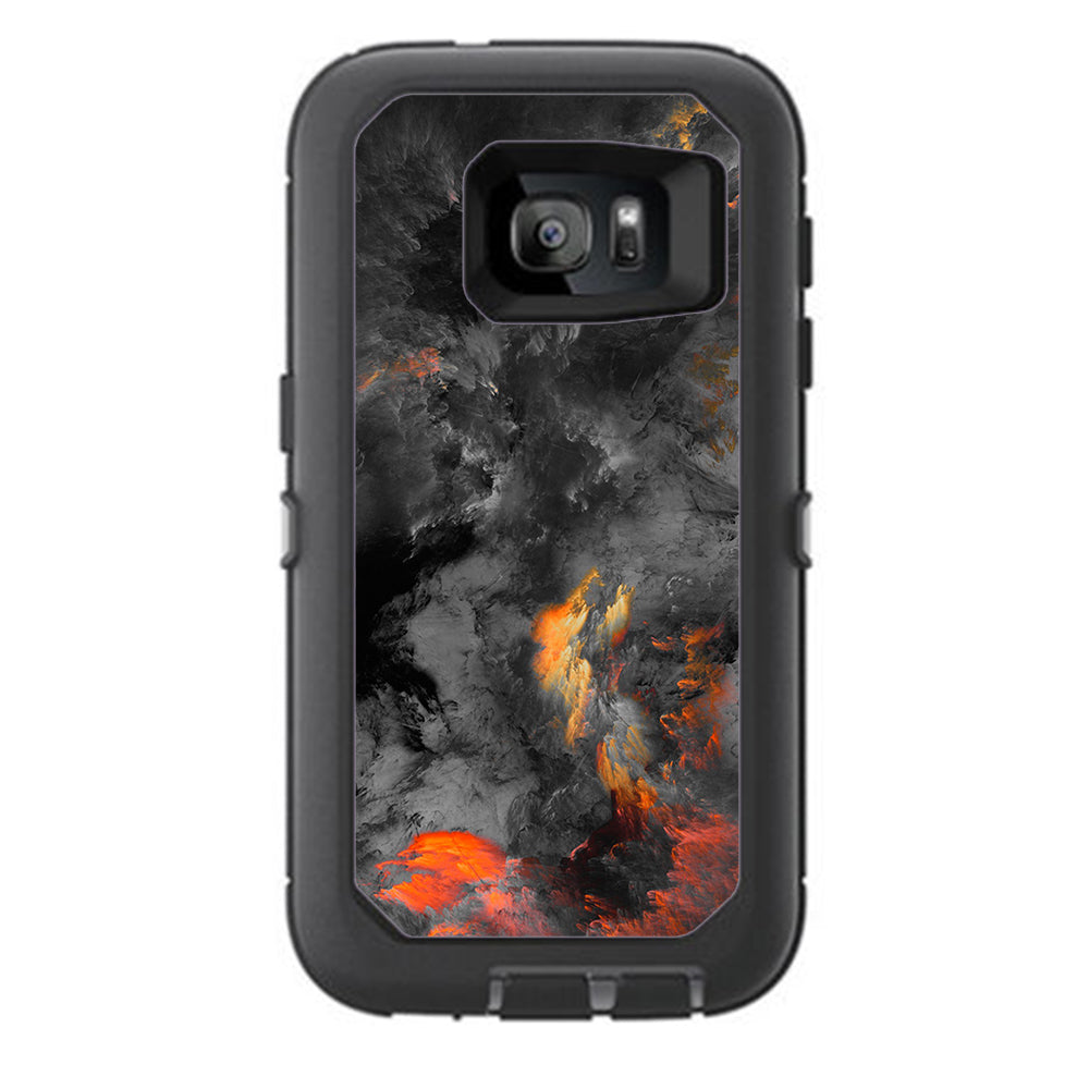  Grey Clouds On Fire Paint Otterbox Defender Samsung Galaxy S7 Skin