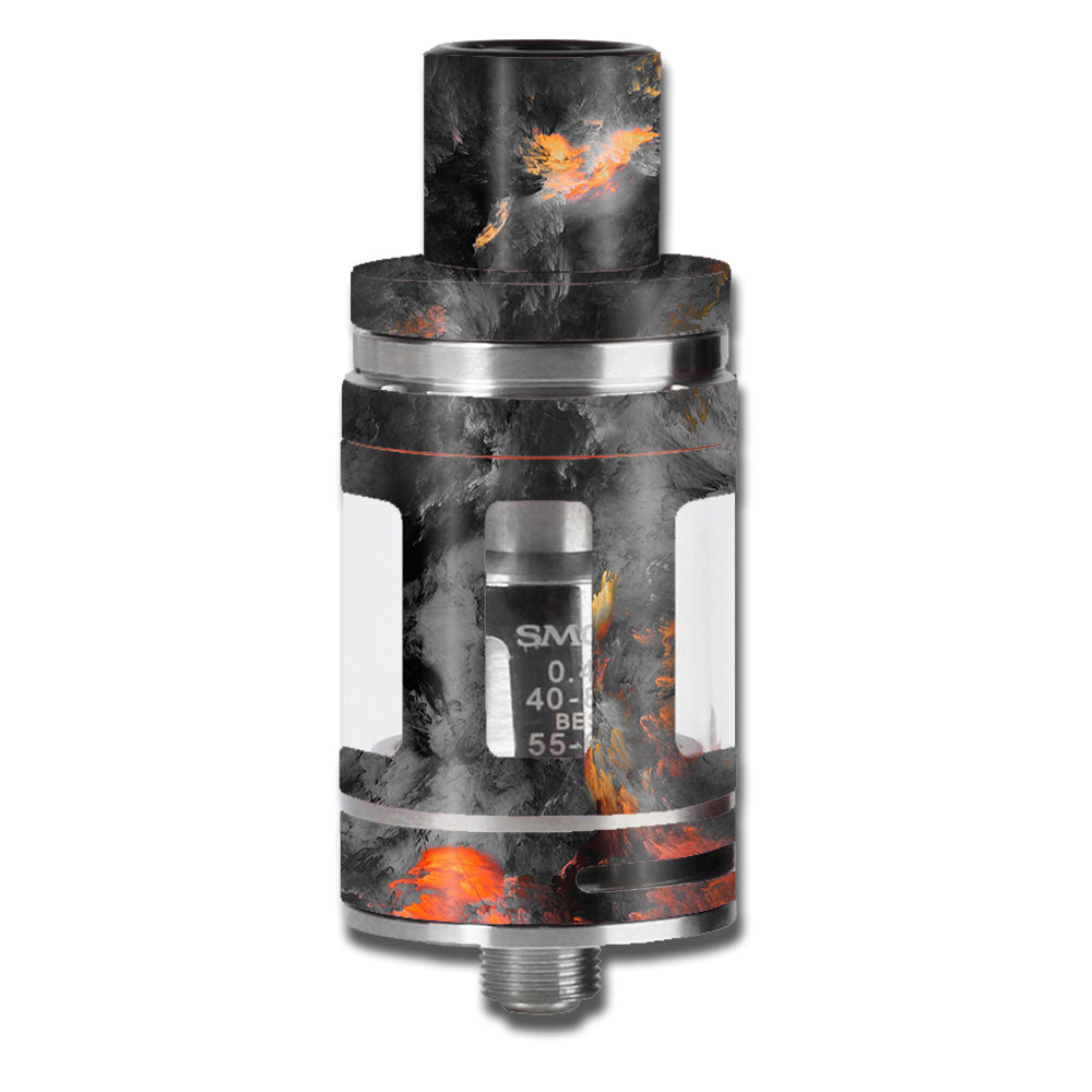  Grey Clouds On Fire Paint Smok TFV8 Micro Baby Beast Skin