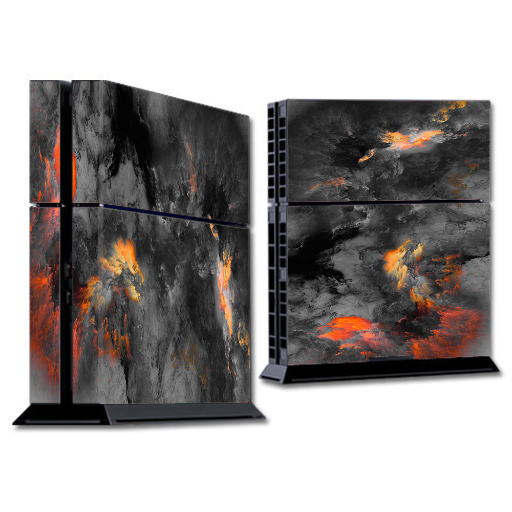  Grey Clouds On Fire Paint Sony Playstation PS4 Skin