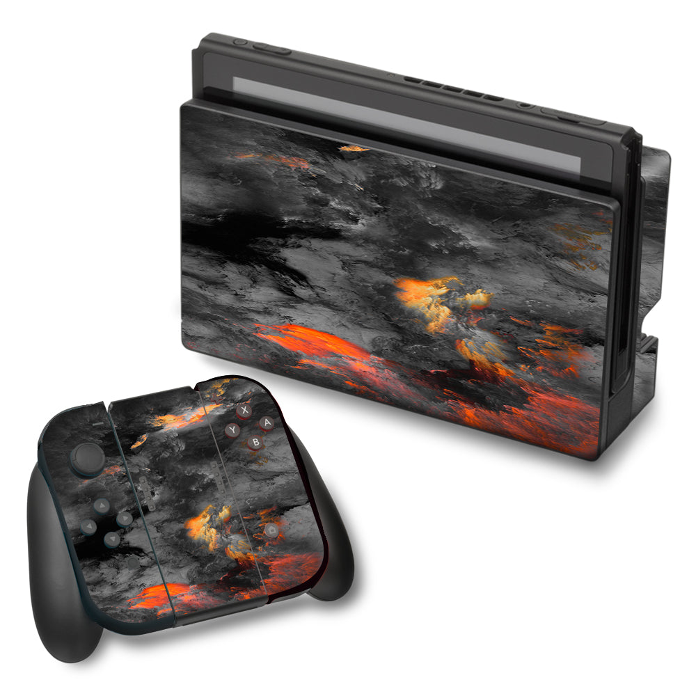  Grey Clouds On Fire Paint Nintendo Switch Skin