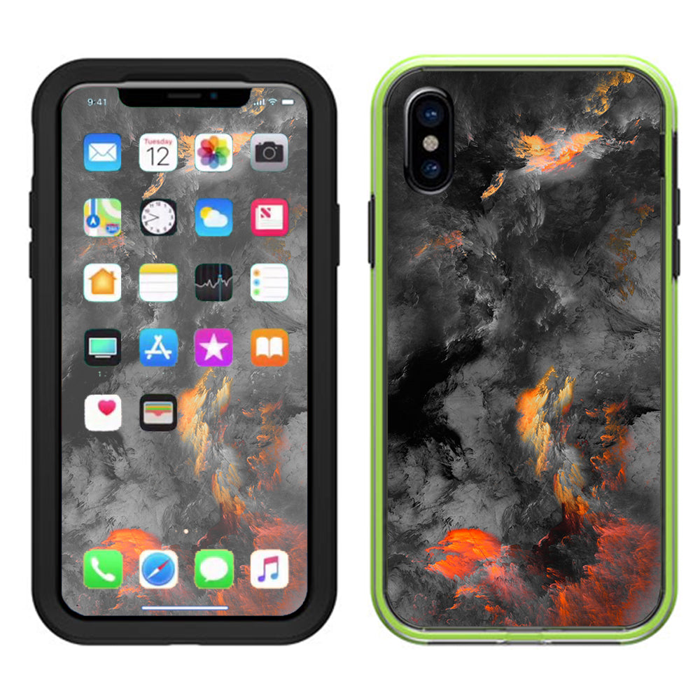  Grey Clouds On Fire Paint Lifeproof Slam Case iPhone X Skin