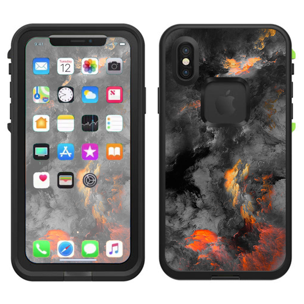  Grey Clouds On Fire Paint Lifeproof Fre Case iPhone X Skin