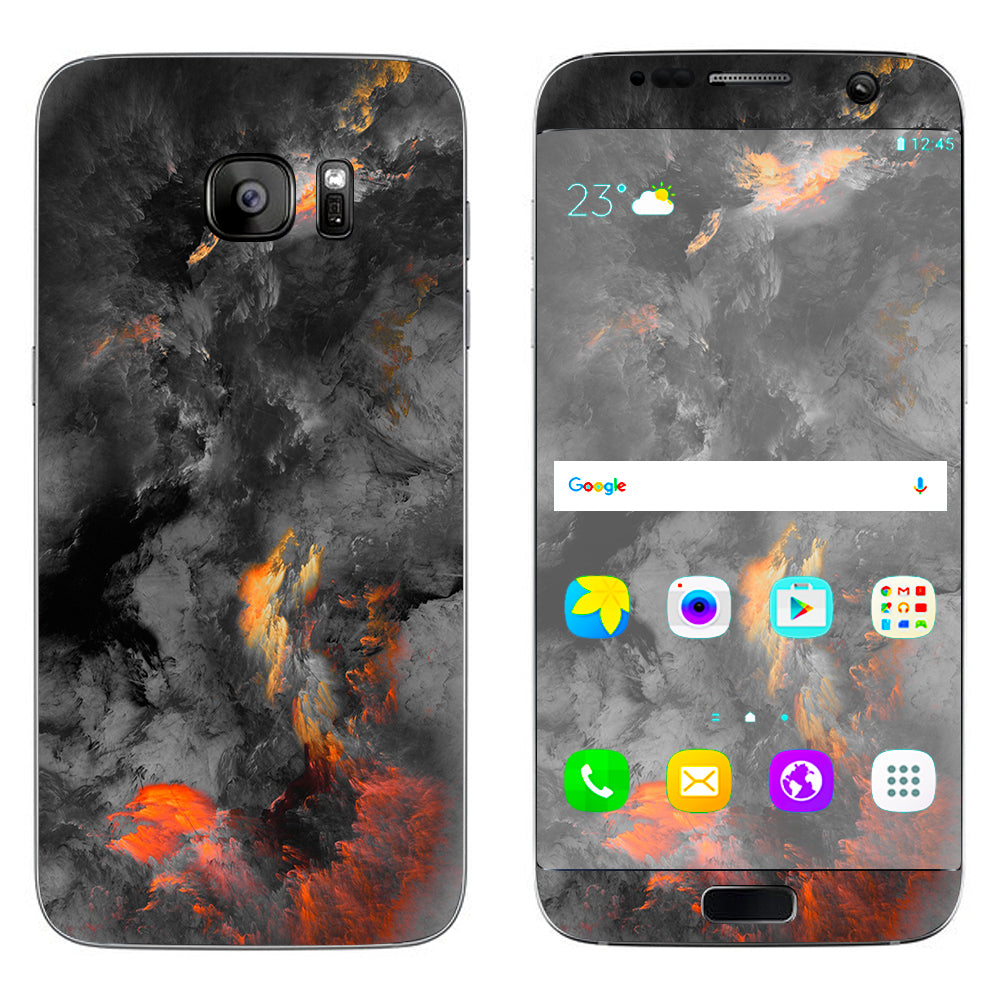  Grey Clouds On Fire Paint Samsung Galaxy S7 Edge Skin