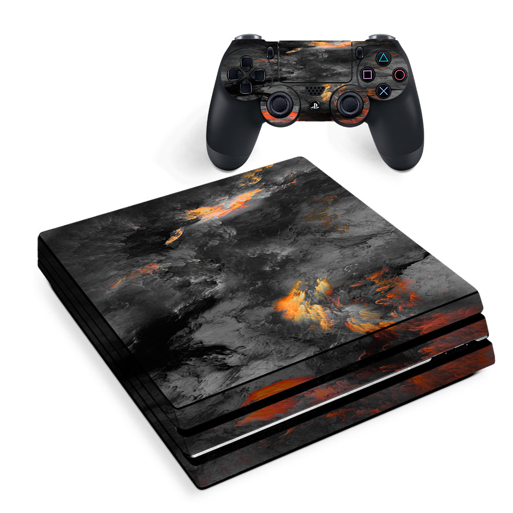 Grey Clouds On Fire Paint Sony PS4 Pro Skin