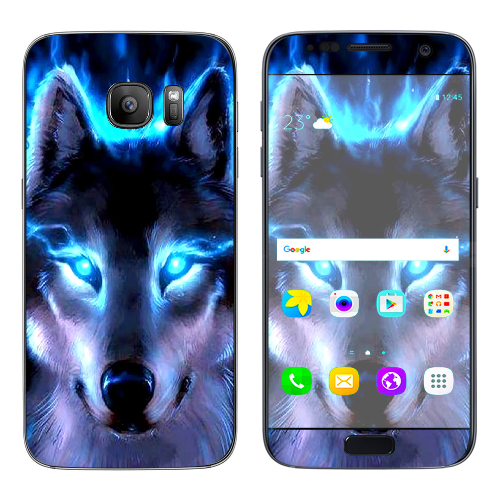  Wolf Glowing Eyes Fire Samsung Galaxy S7 Skin