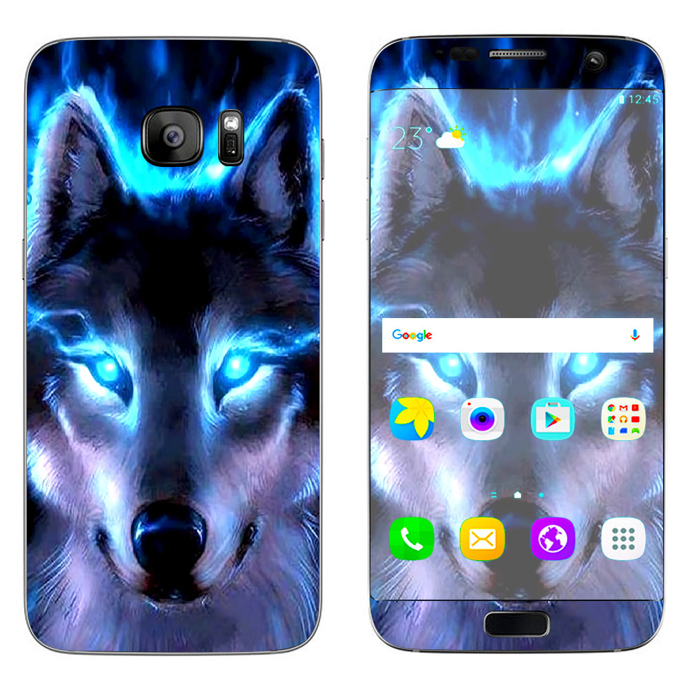  Wolf Glowing Eyes Fire Samsung Galaxy S7 Edge Skin