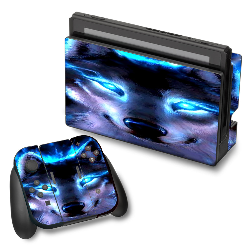  Wolf Glowing Eyes Fire Nintendo Switch Skin