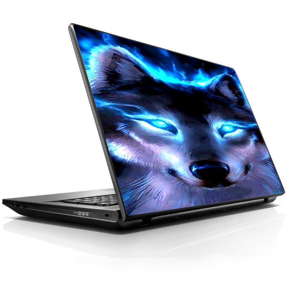 Wolf Glowing Eyes Fire Universal 13 to 16 inch wide laptop Skin