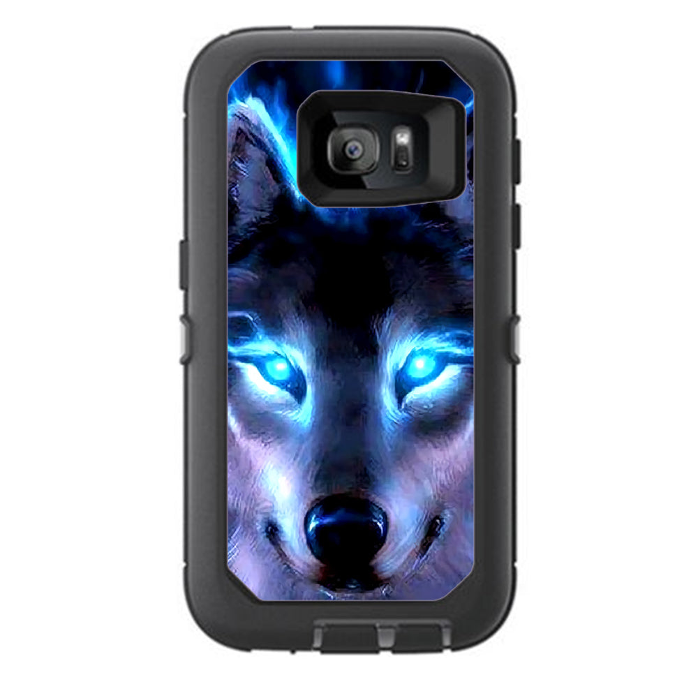  Wolf Glowing Eyes Fire Otterbox Defender Samsung Galaxy S7 Skin