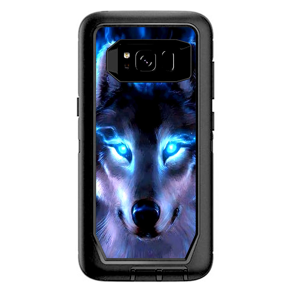  Wolf Glowing Eyes Fire Otterbox Defender Samsung Galaxy S8 Skin