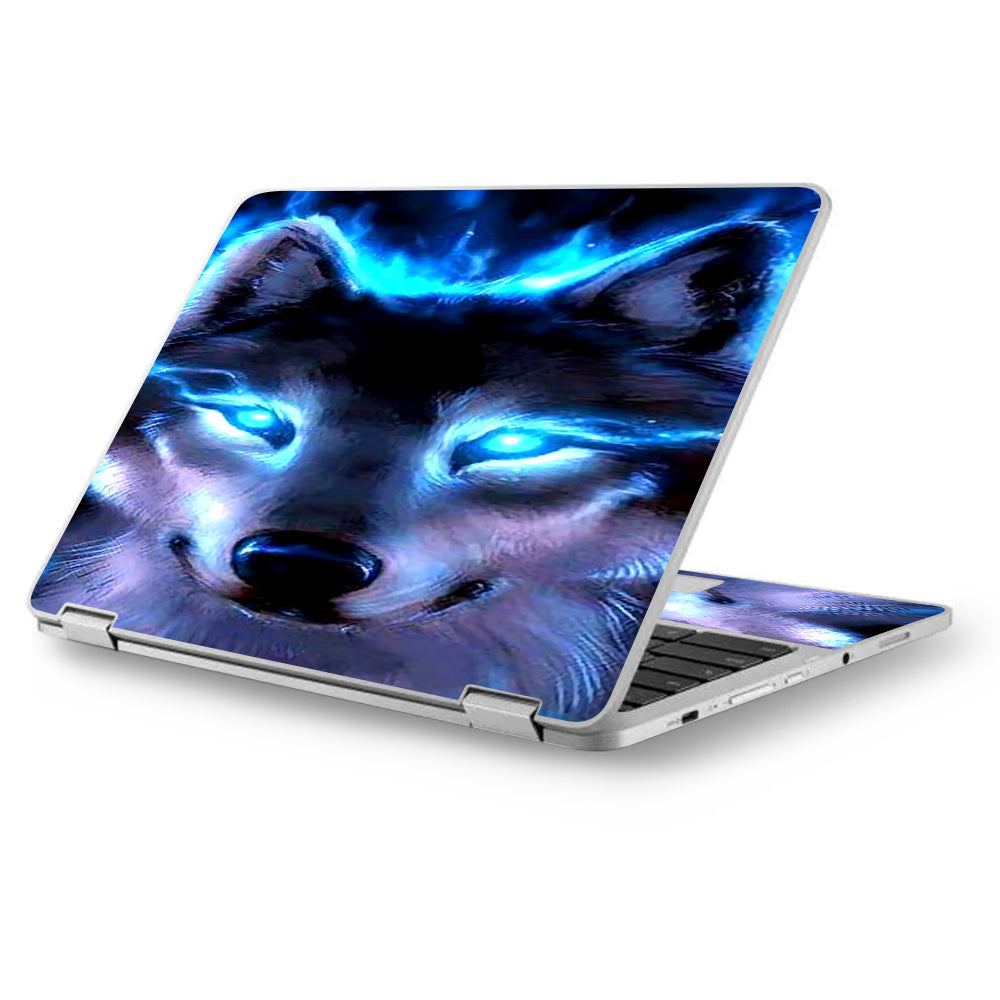  Wolf Glowing Eyes Fire Asus Chromebook Flip 12.5" Skin