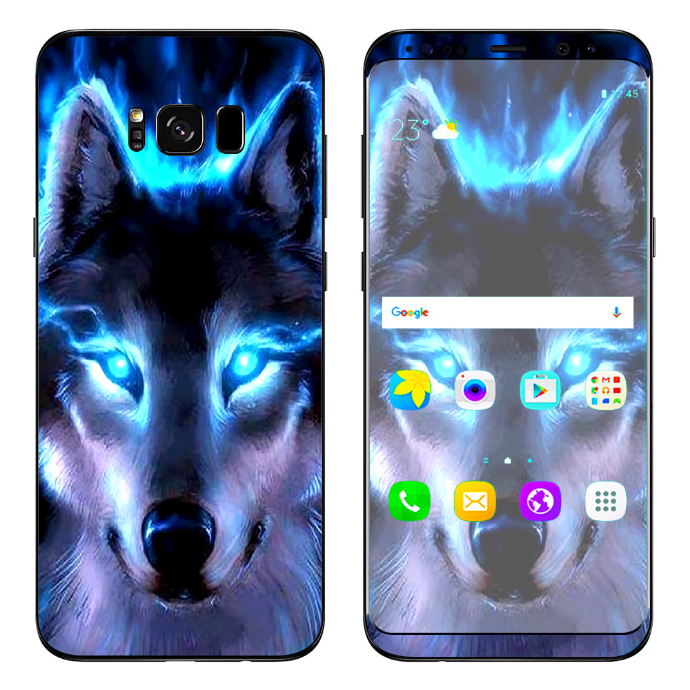  Wolf Glowing Eyes Fire Samsung Galaxy S8 Skin