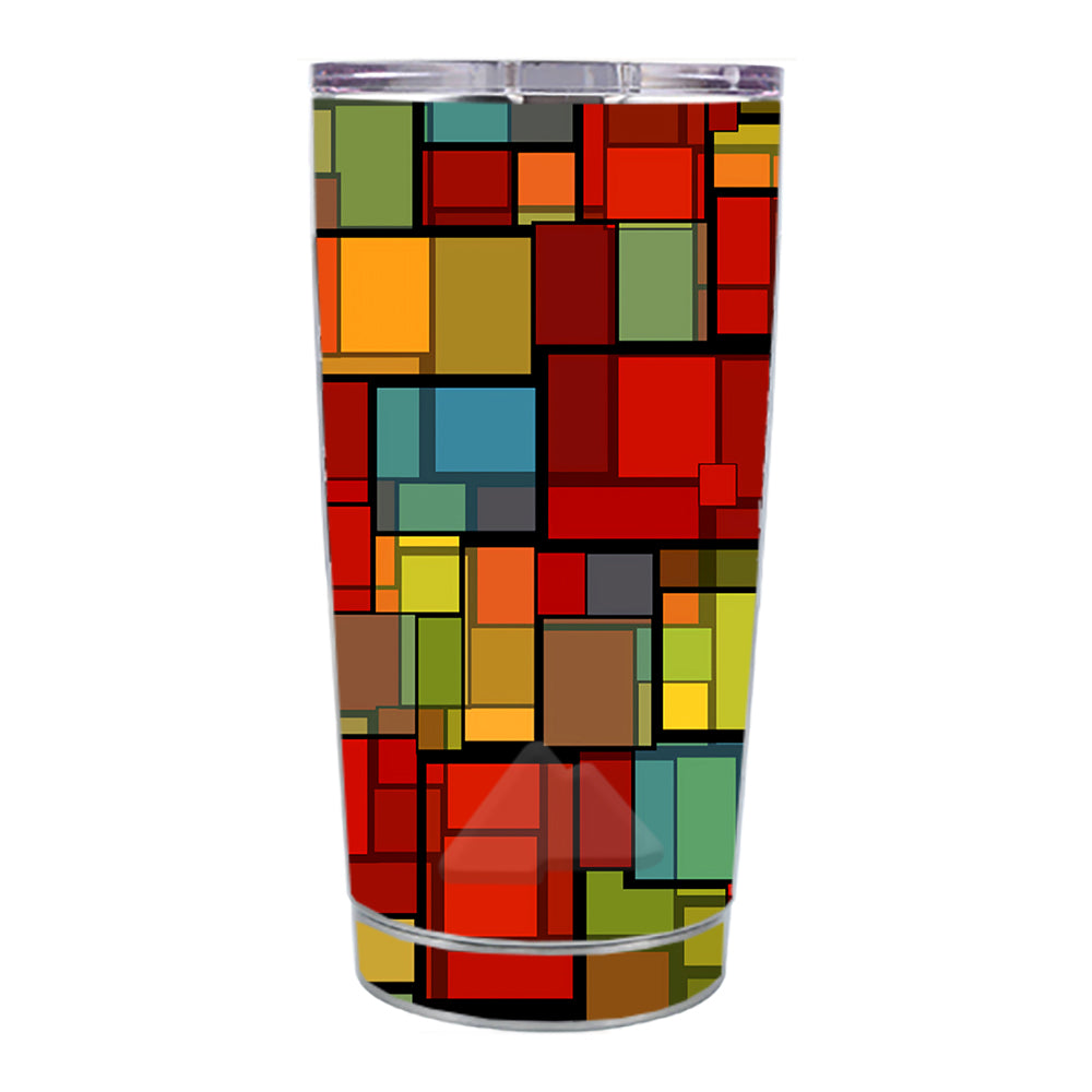 Skin Decal For Ozark Trail 20 Oz Abstract Colorful Square Pattern Ozark Trail 20oz Tumbler Skin