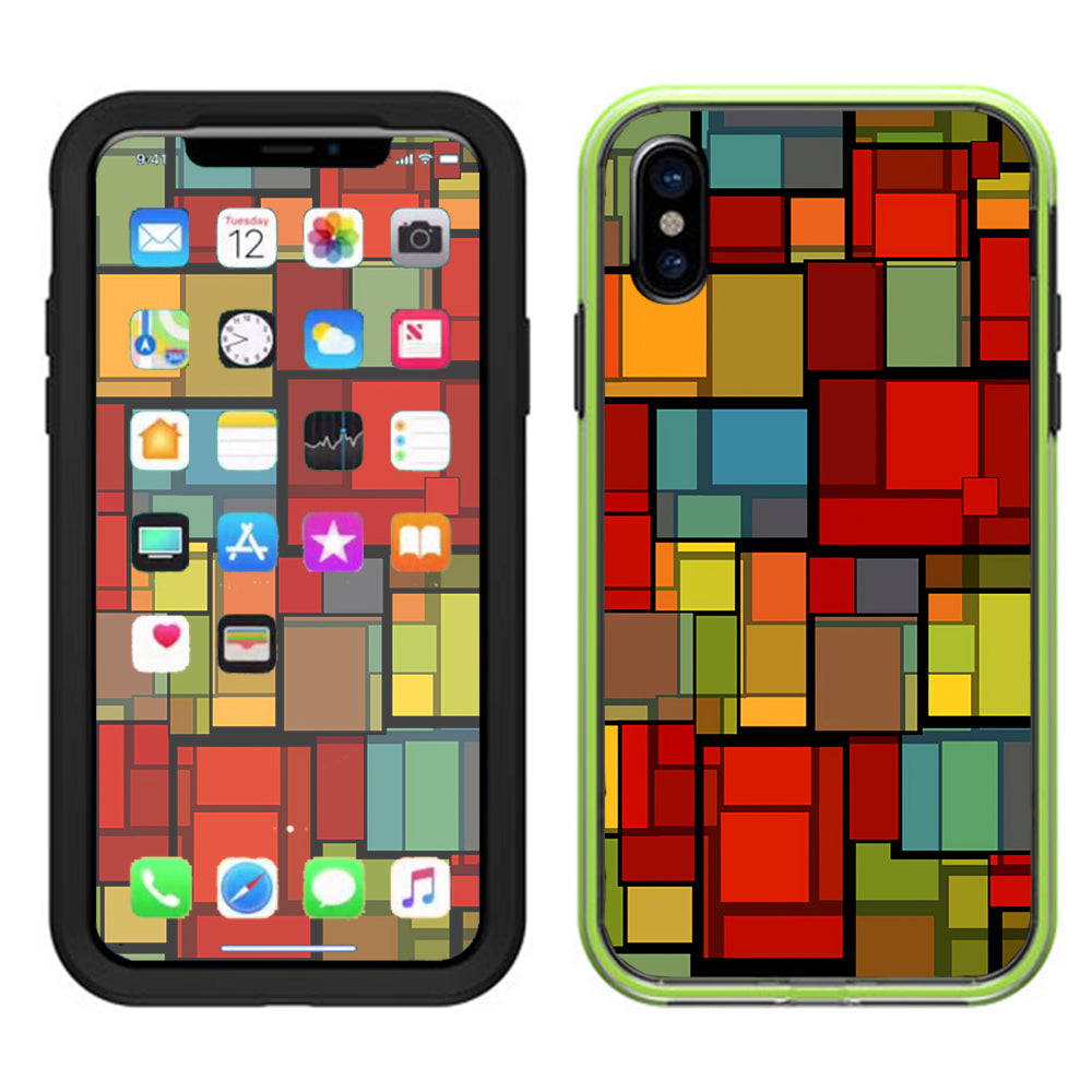  Abstract Colorful Square Pattern Lifeproof Slam Case iPhone X Skin