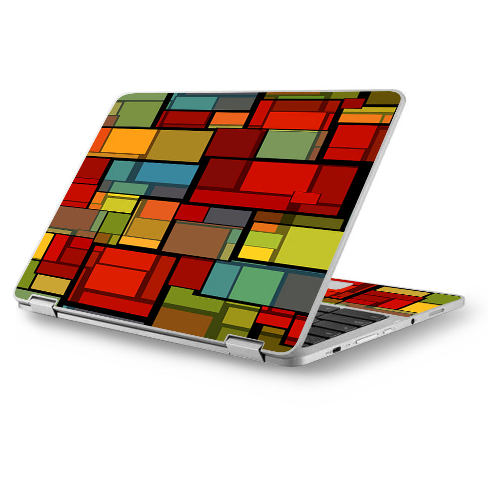  Abstract Colorful Square Pattern Asus Chromebook Flip 12.5" Skin