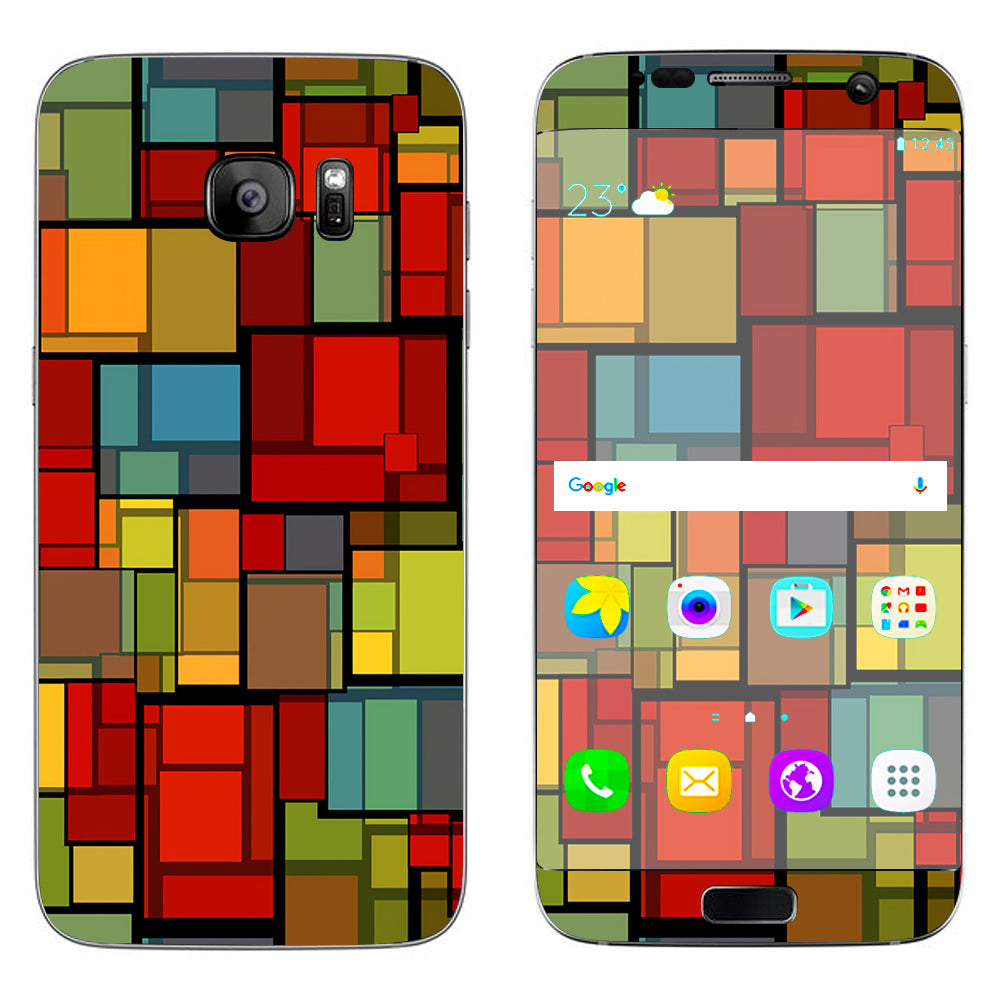  Abstract Colorful Square Pattern Samsung Galaxy S7 Edge Skin