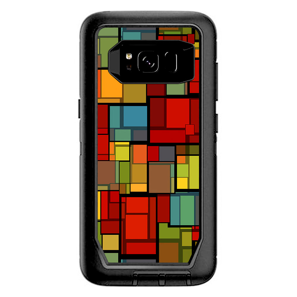  Abstract Colorful Square Pattern Otterbox Defender Samsung Galaxy S8 Skin