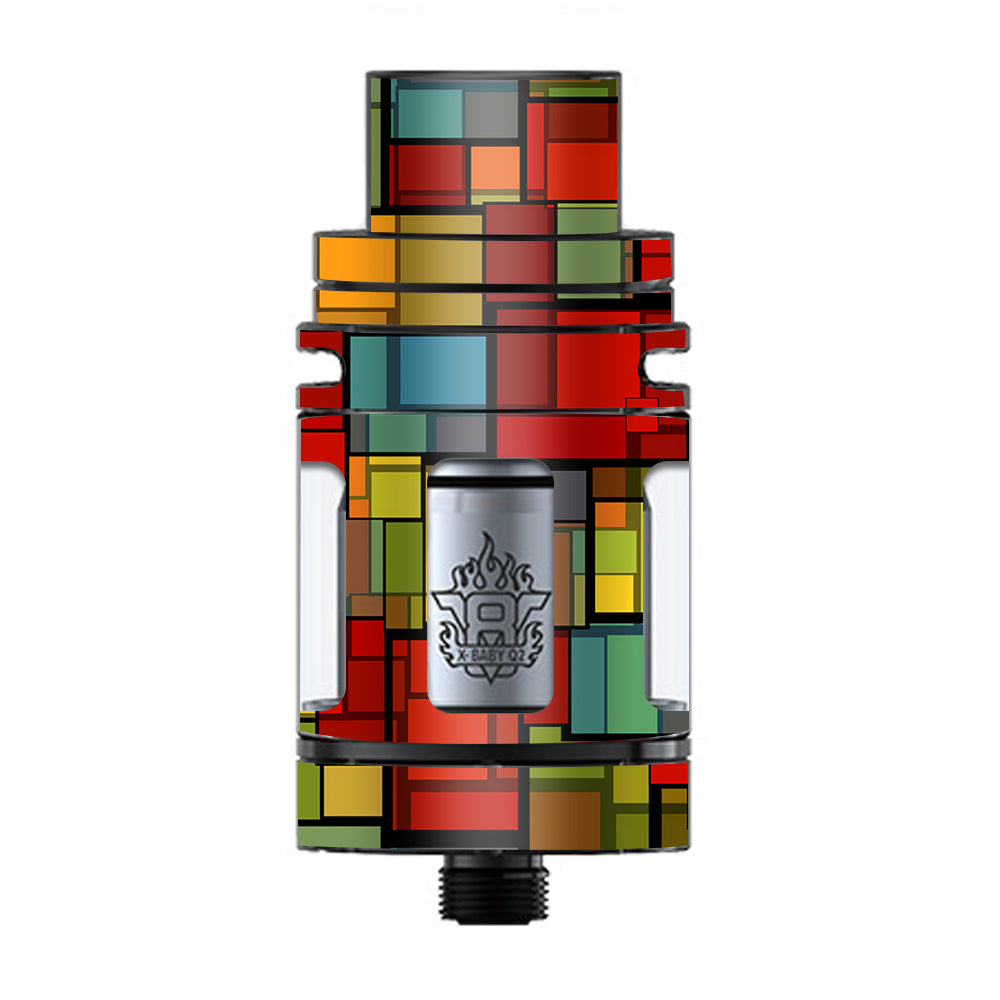  Abstract Colorful Square Pattern TFV8 X-baby Tank Smok Skin