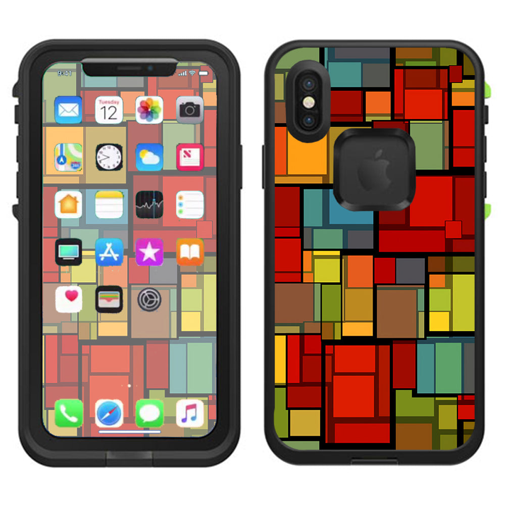  Abstract Colorful Square Pattern Lifeproof Fre Case iPhone X Skin