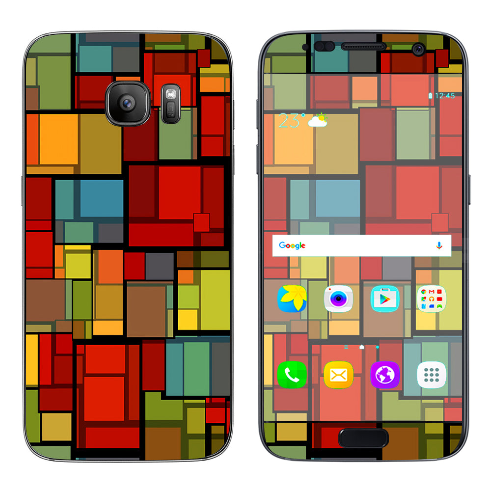  Abstract Colorful Square Pattern Samsung Galaxy S7 Skin
