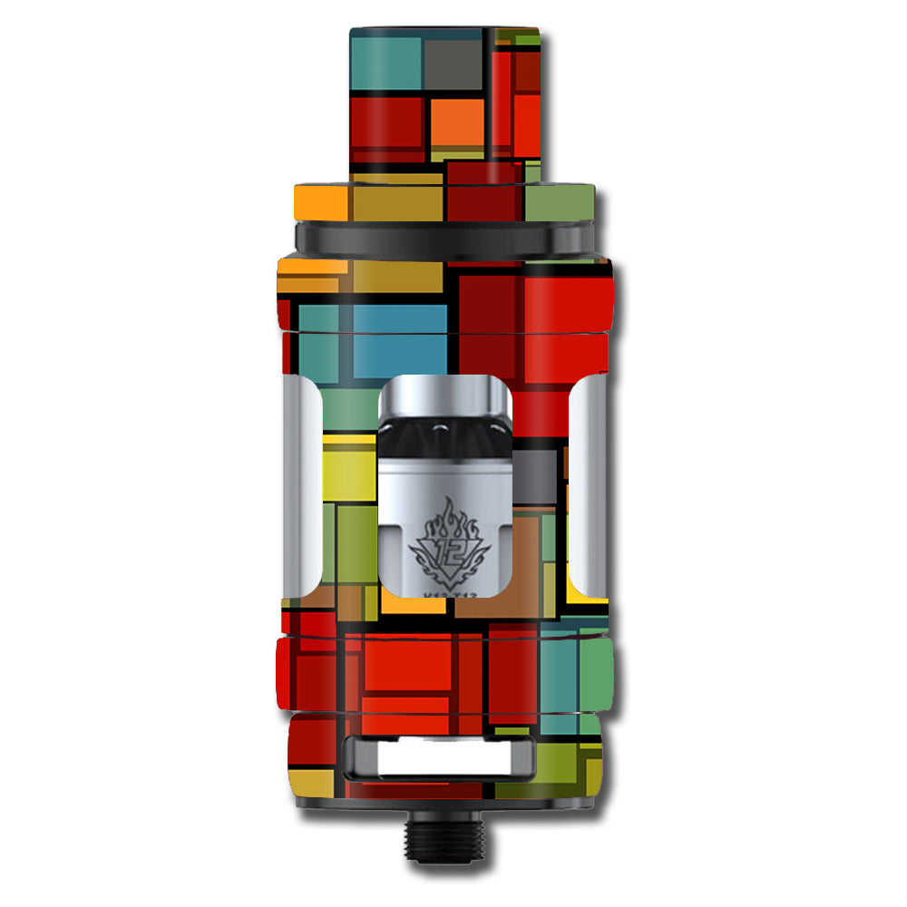  Abstract Colorful Square Pattern Smok TFV12 Tank Skin