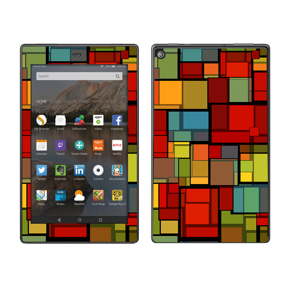  Abstract Colorful Square Pattern Amazon Fire HD 8 Skin