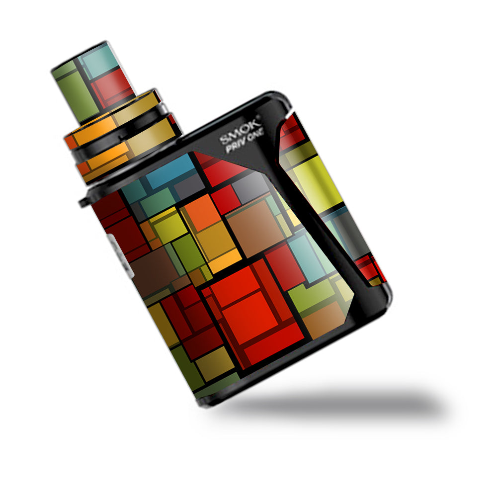  Abstract Colorful Square Pattern Smok Priv One Skin