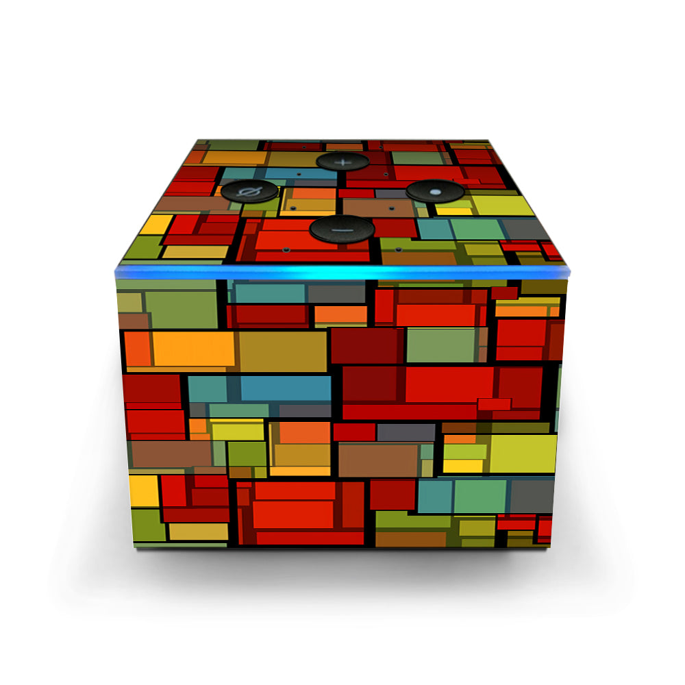  Abstract Colorful Square Pattern Amazon Fire TV Cube Skin