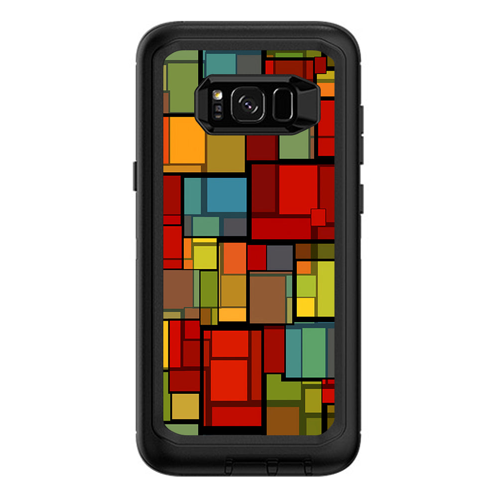  Abstract Colorful Square Pattern Otterbox Defender Samsung Galaxy S8 Plus Skin