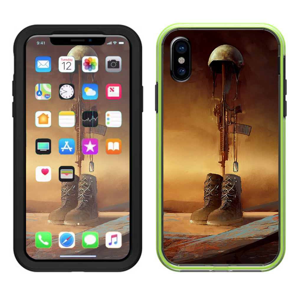  Fallen Soldier Remember Boots Rifle Lifeproof Slam Case iPhone X Skin