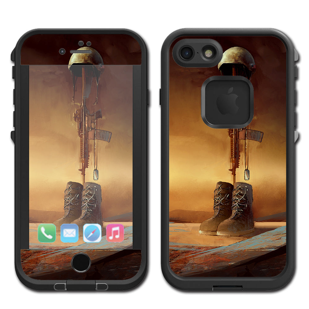  Fallen Soldier Remember Boots Rifle Lifeproof Fre iPhone 7 or iPhone 8 Skin